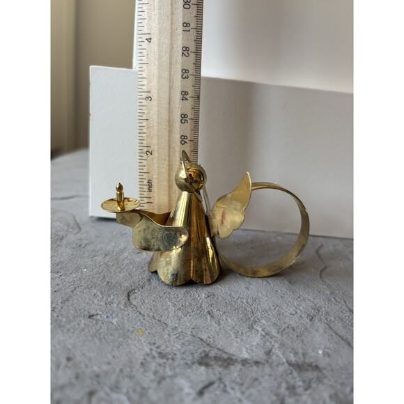 Vintage Brass Napkin Ring Angel Christmas Delicate Made In HongKong Victorian - Picture 8 of 10